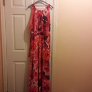 Floral print halter maxi dress